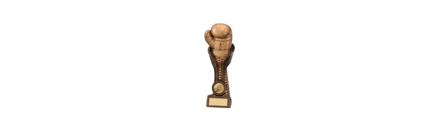 GAUNTLET BOXING RESIN TROPHY - 2 SIZES - 18.5CM - 25CM